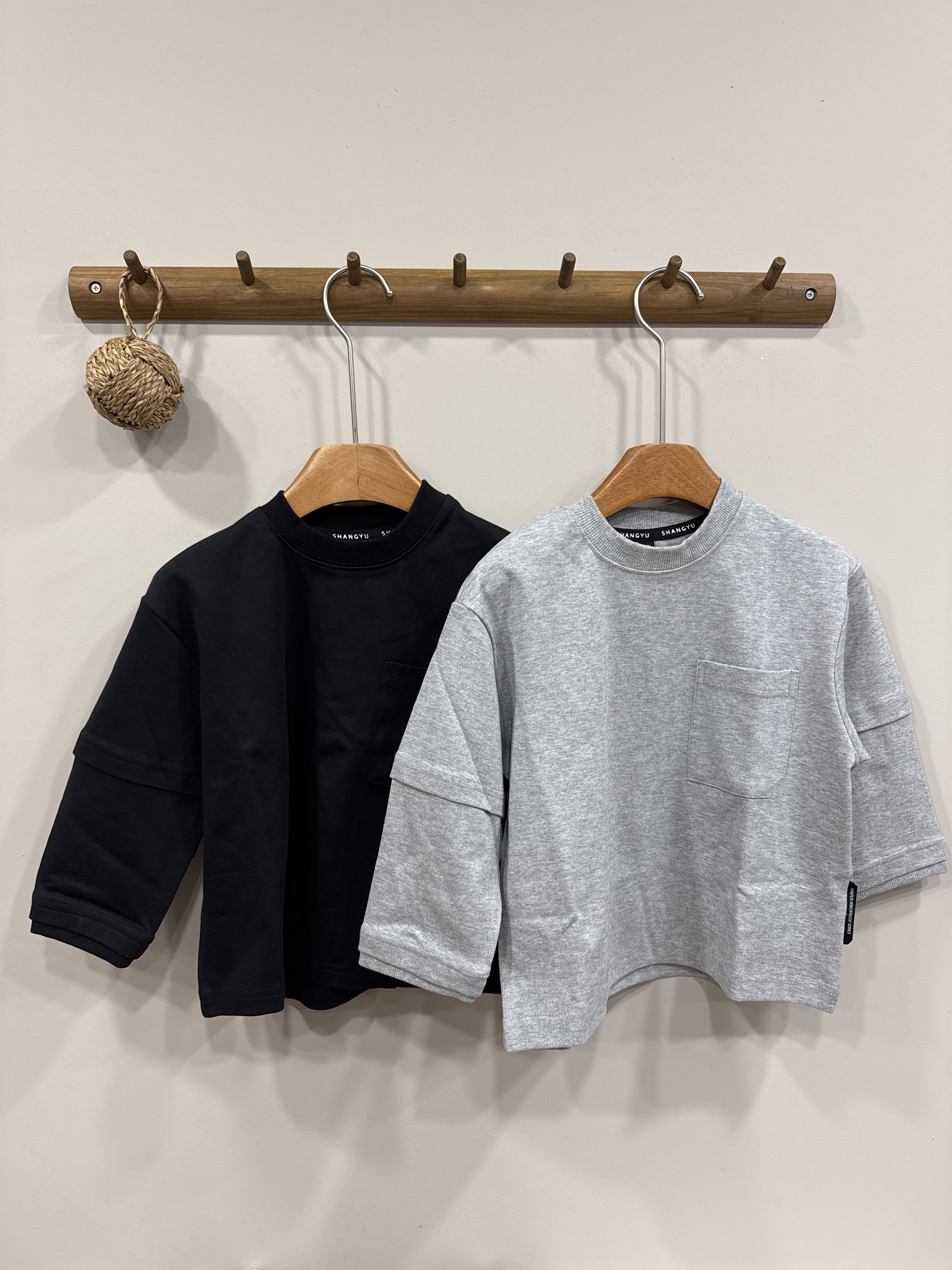 A03122設計師品牌假兩件設計上衣