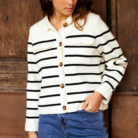 1SO0919-379 (Defect) SUNNY STUDIO Stacy Cardigan Striped (One Size) #99248 (C-EU-E)