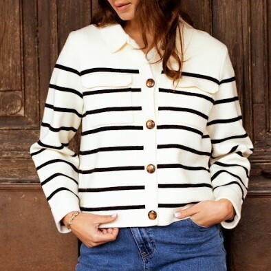 1SO0919-379 (Defect) SUNNY STUDIO Stacy Cardigan Striped (One Size) #99248 (C-EU-E)