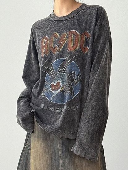 洗水英文字圖案長袖衫 ARCHIVE-382T