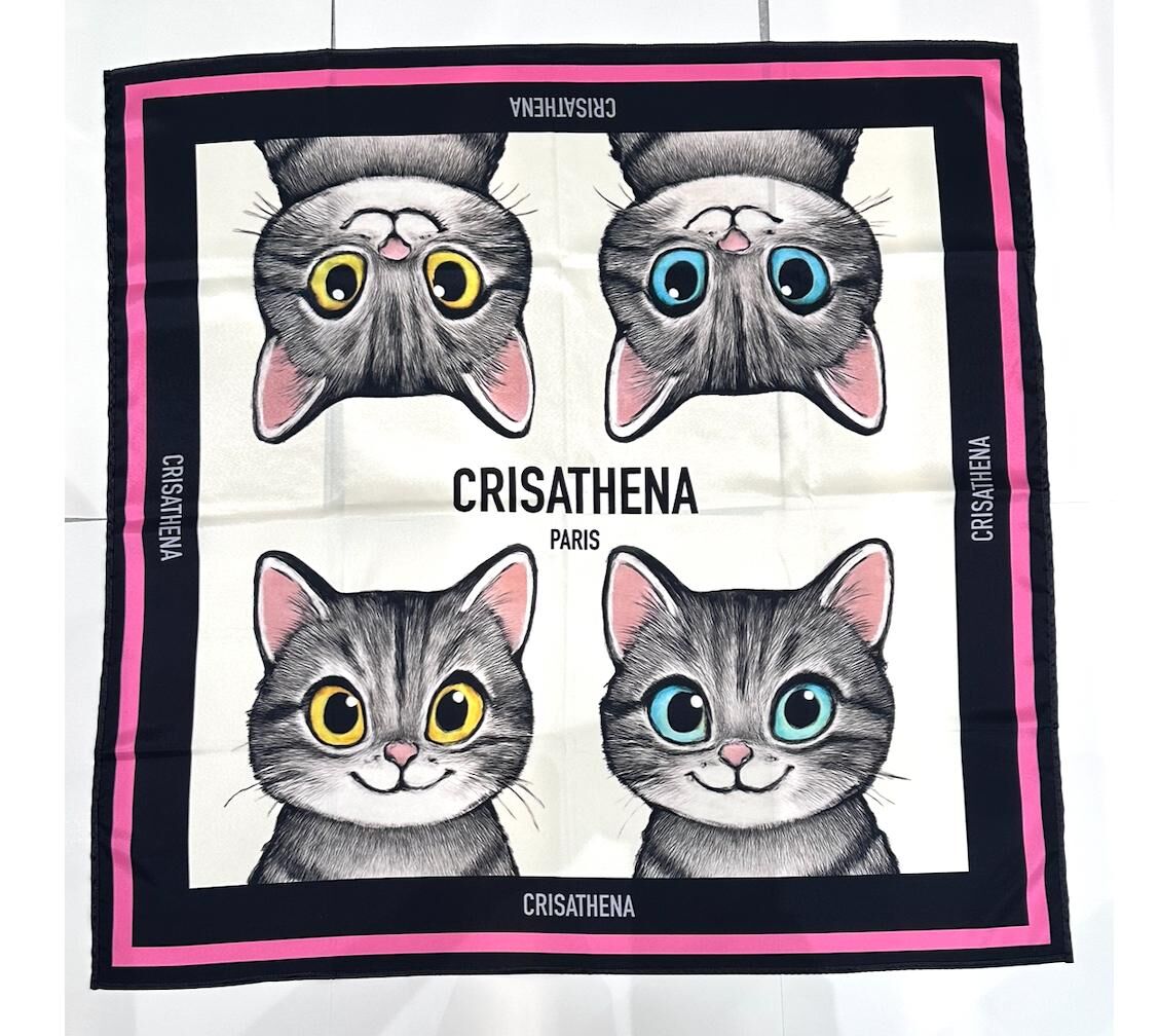 0917cr181-Crisathena Cat scarf (A181紅邊)(A182粉紅邊)(A183藍邊)(A184綠邊)