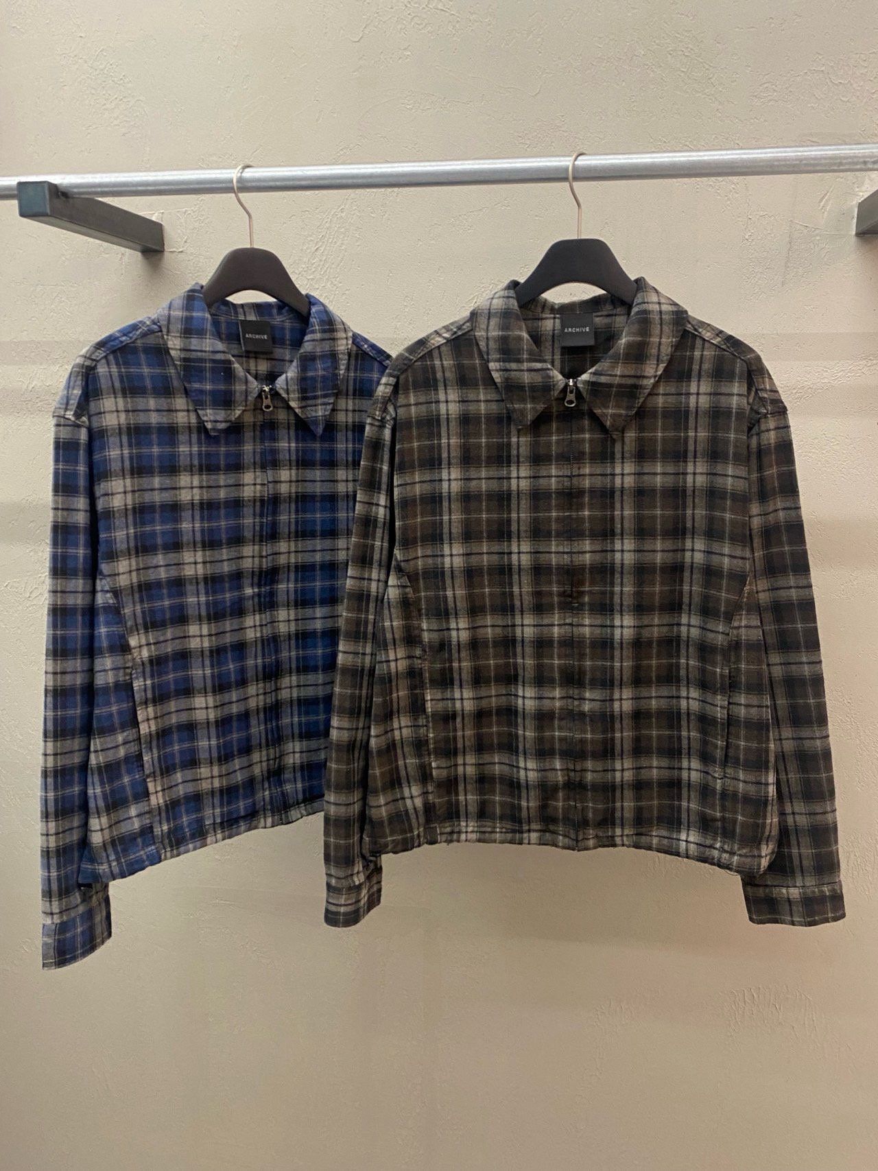 格仔連帽拉鍊外套 ARCHIVE-389JK