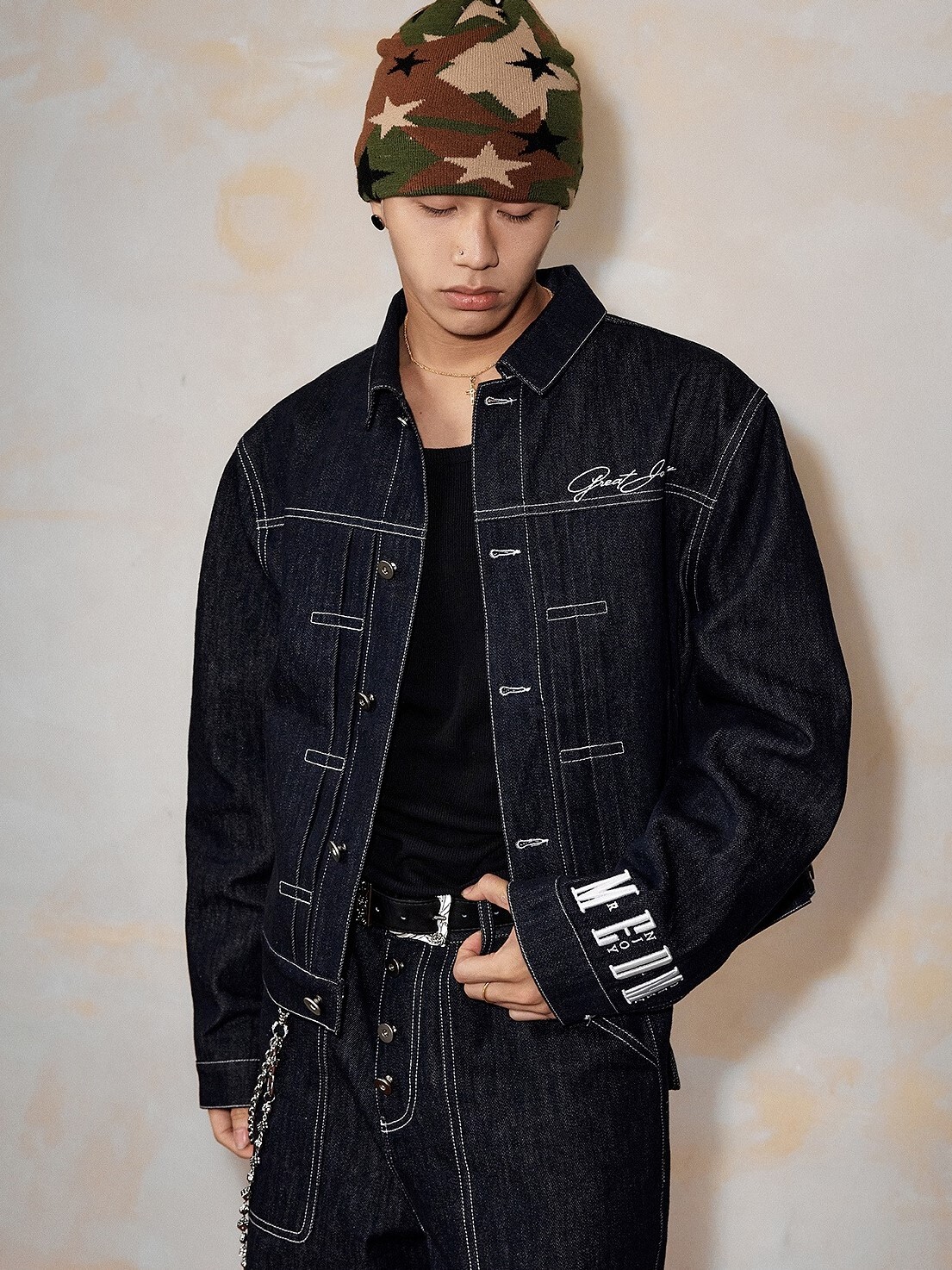 MEDM 原牛明線 袖口刺繡Logo  休閒牛仔外套