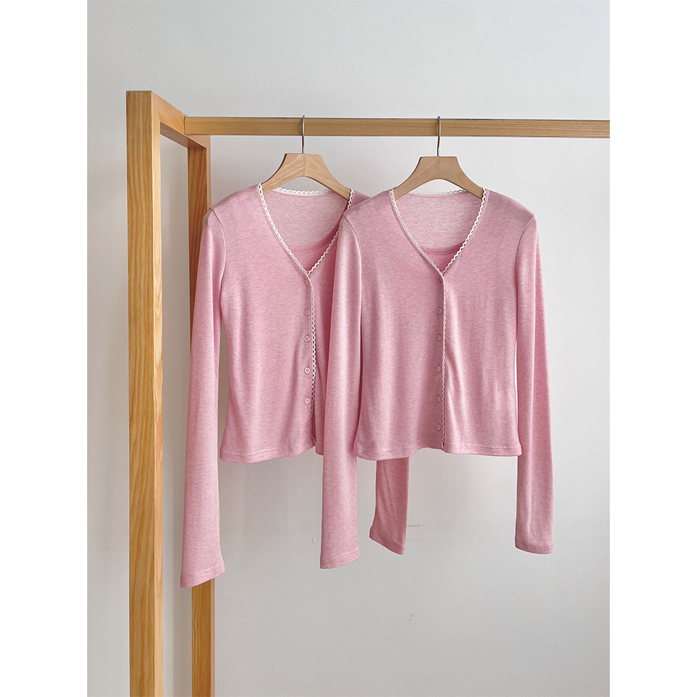 9W05 甜美蕾絲花邊兩件式套裝 一色