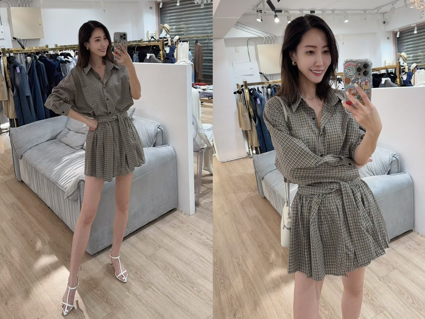 Baby系列 B08136 現貨+預購-英式格紋學院風襯衫加綁帶短褲