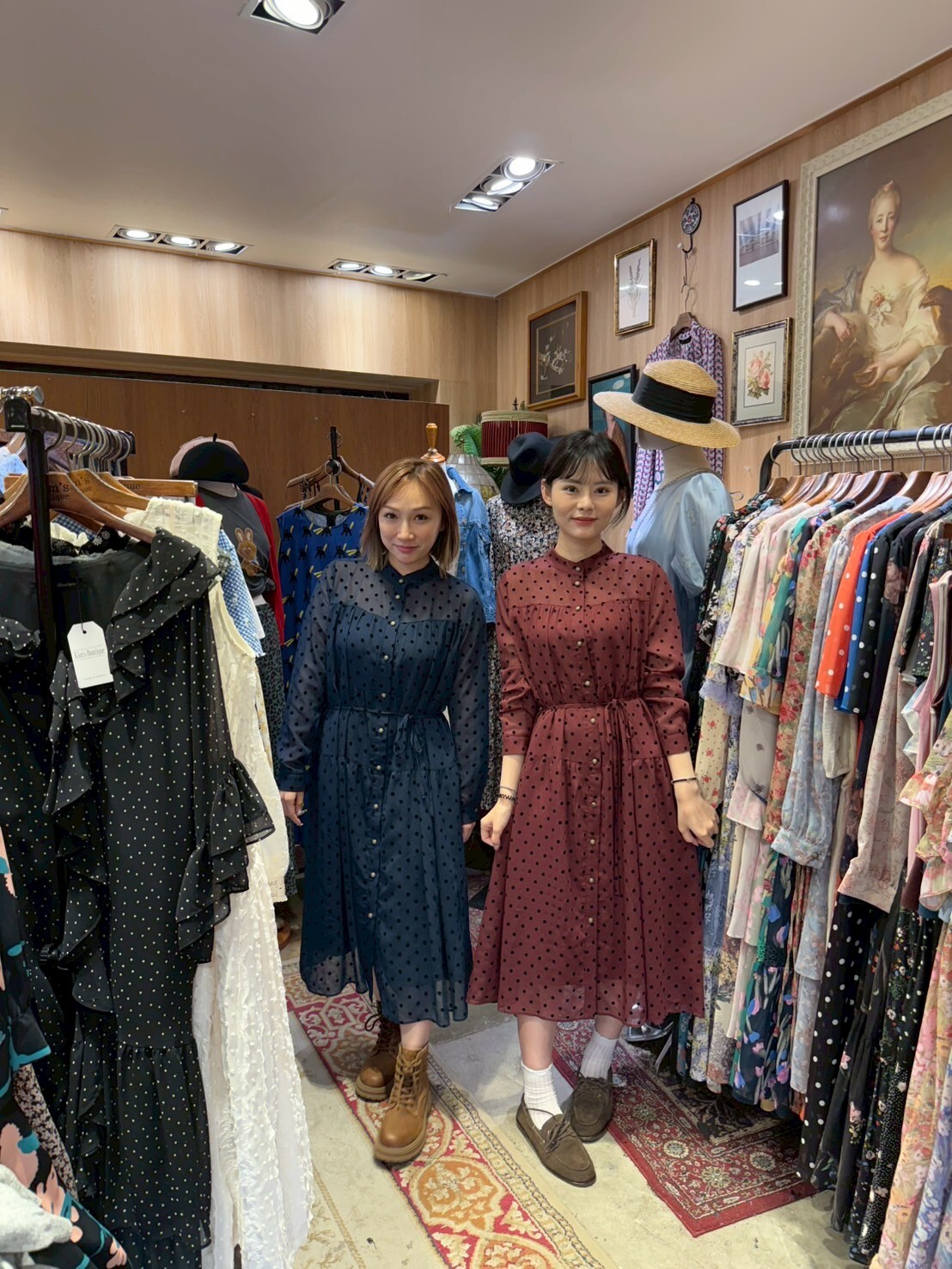 KM5006 可拆腰帶波點直排扣連身裙