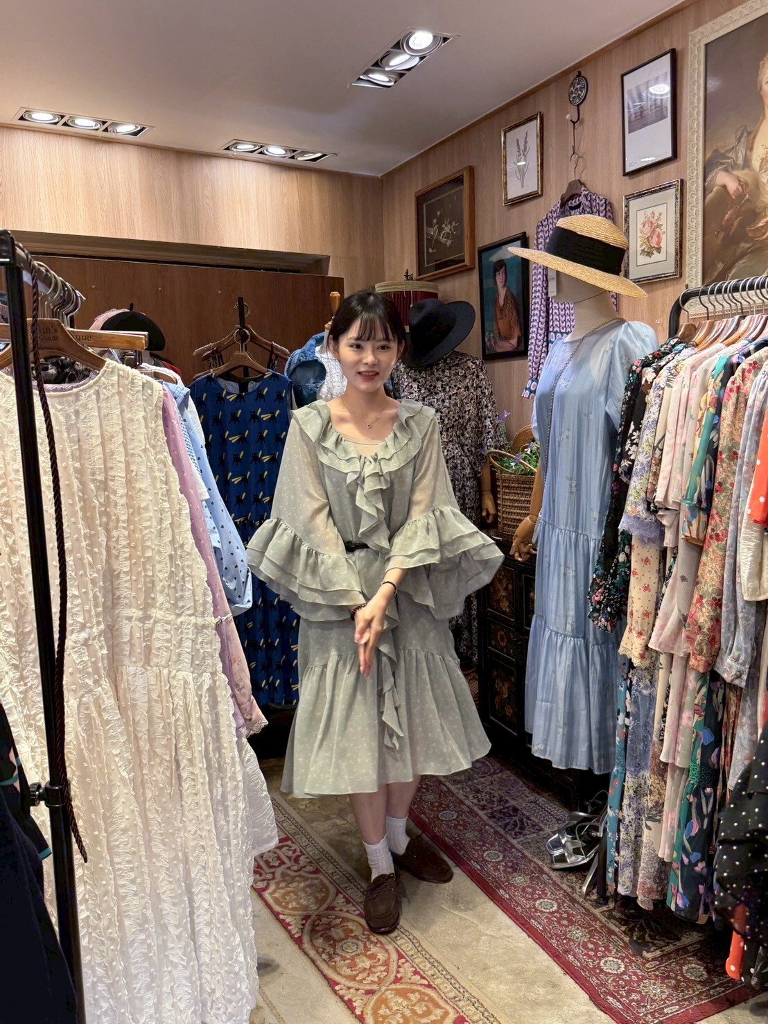 KM5037 Ruffle波點花花公主連身裙