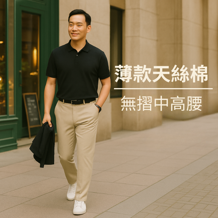 甄褲｜薄款天絲棉休閒褲｜無摺中高腰・透氣吸汗（30~43 吋)免費改長