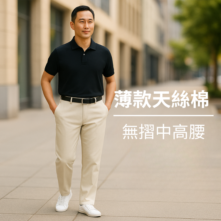 甄褲｜薄款天絲棉休閒褲｜無摺中高腰・透氣吸汗（30~43 吋)免費改長