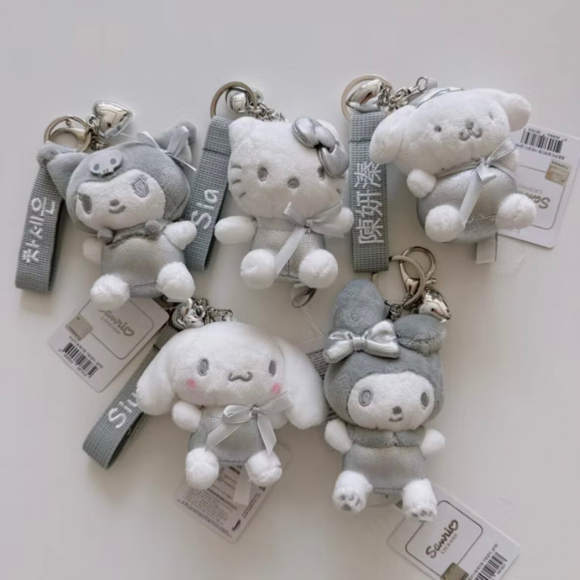 <韓國連線>正版 銀色三麗鷗 限量版 客製化 刺繡娃娃 吊飾 共6款