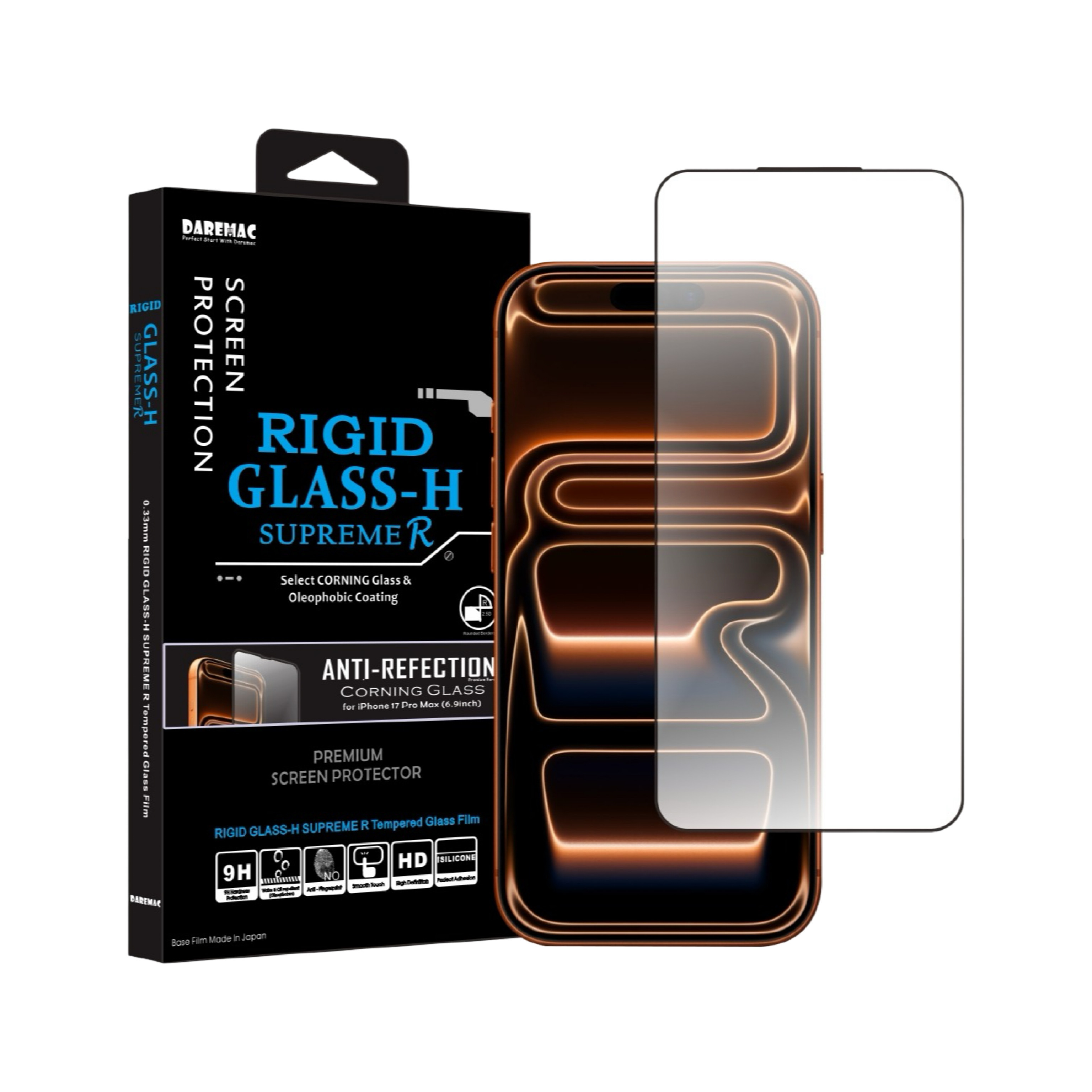 Daremac iPhone 17 系列 Rigid Glass-H 2.5D 抗反射高清康寧玻璃螢幕保護貼
