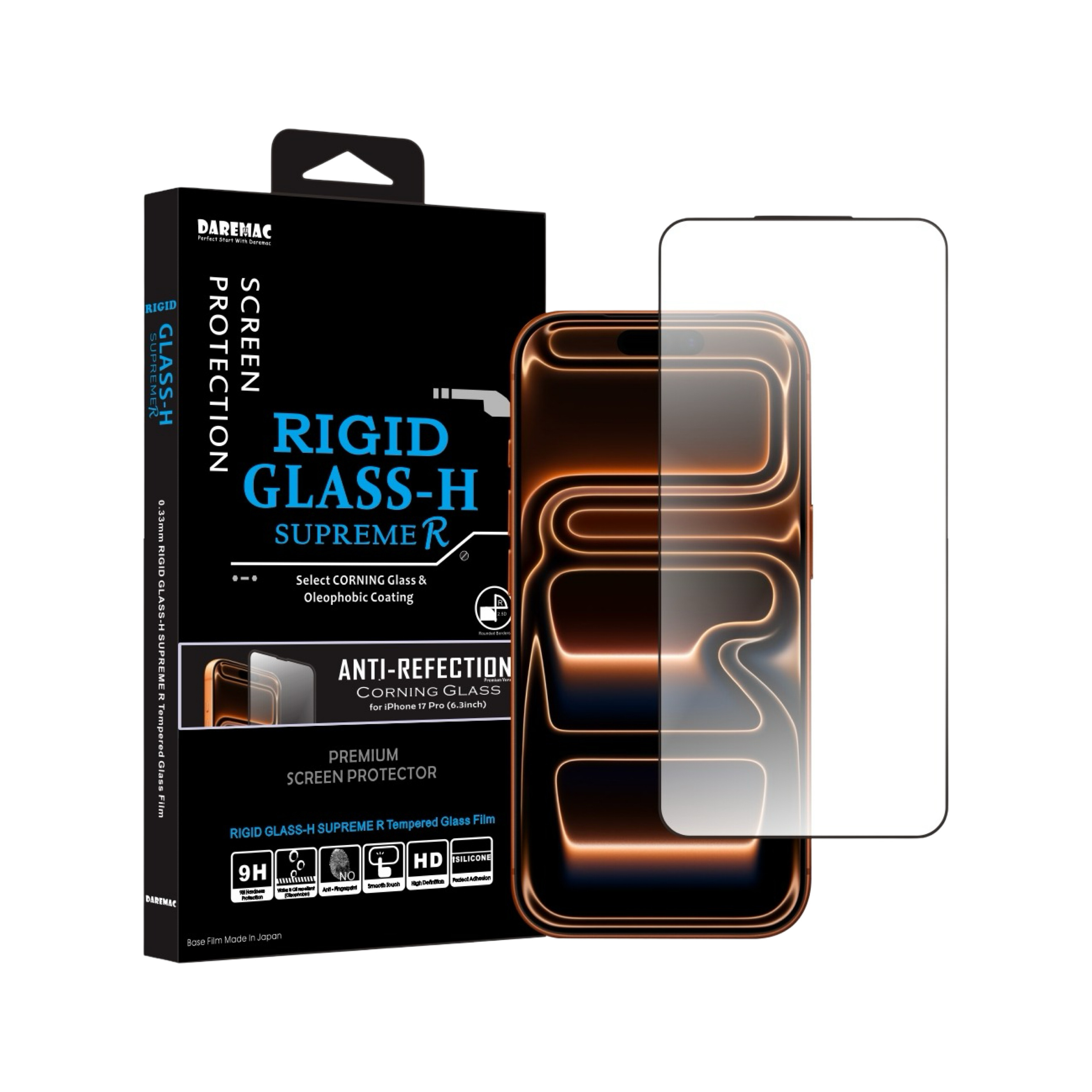 Daremac iPhone 17 系列 Rigid Glass-H 2.5D 抗反射高清康寧玻璃螢幕保護貼
