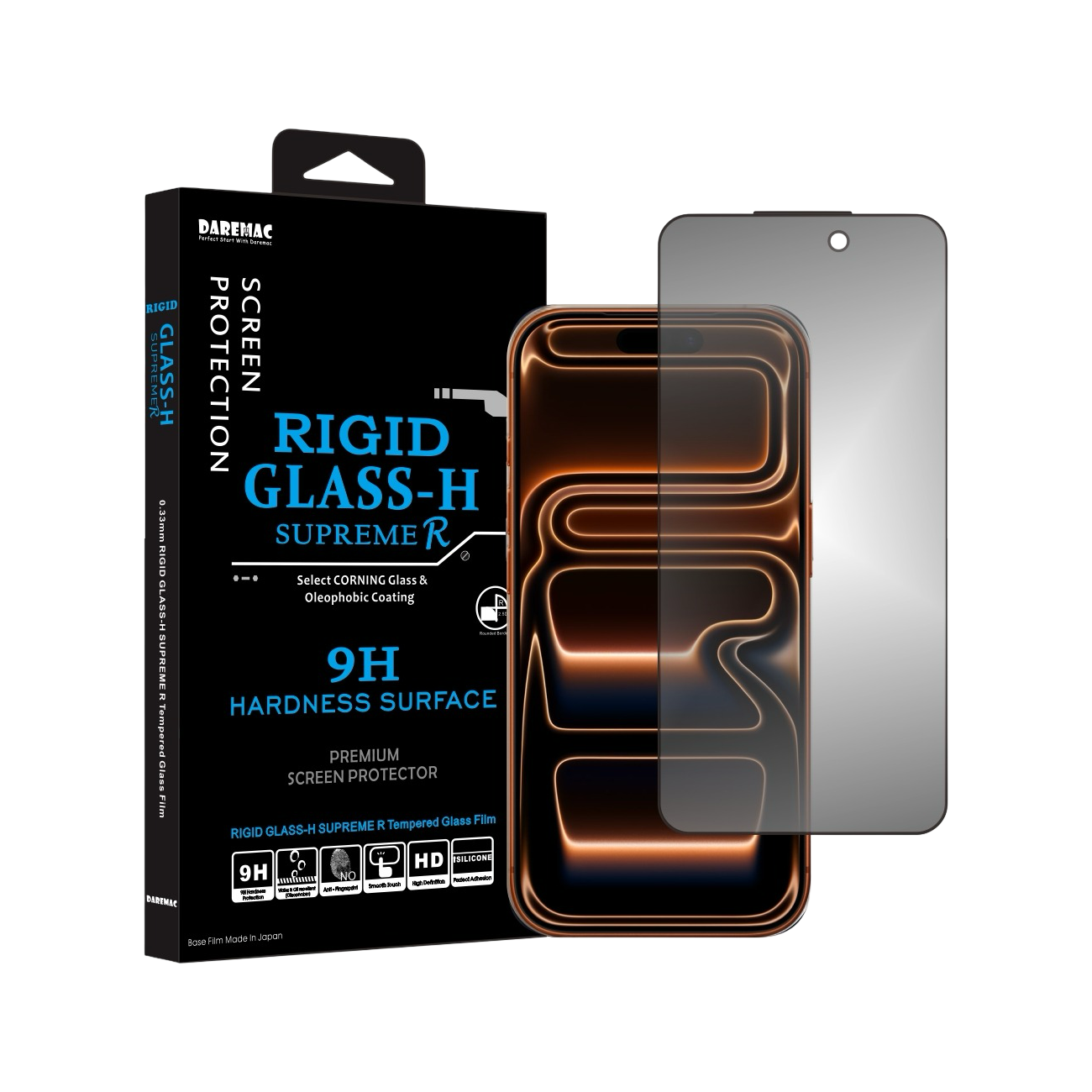 Daremac iPhone 17 系列 Rigid Glass-H 2.5D 180° 防窺康寧玻璃螢幕保護貼