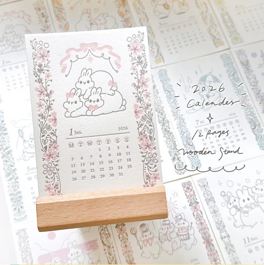 Pei+Pei．2026 小兔暖彩凸版月曆卡