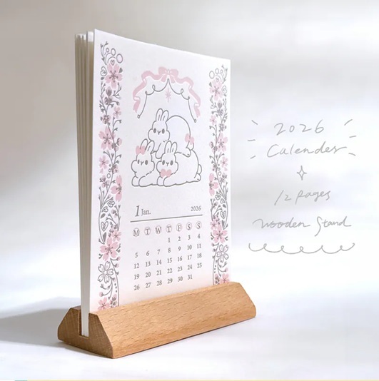Pei+Pei．2026 小兔暖彩凸版月曆卡