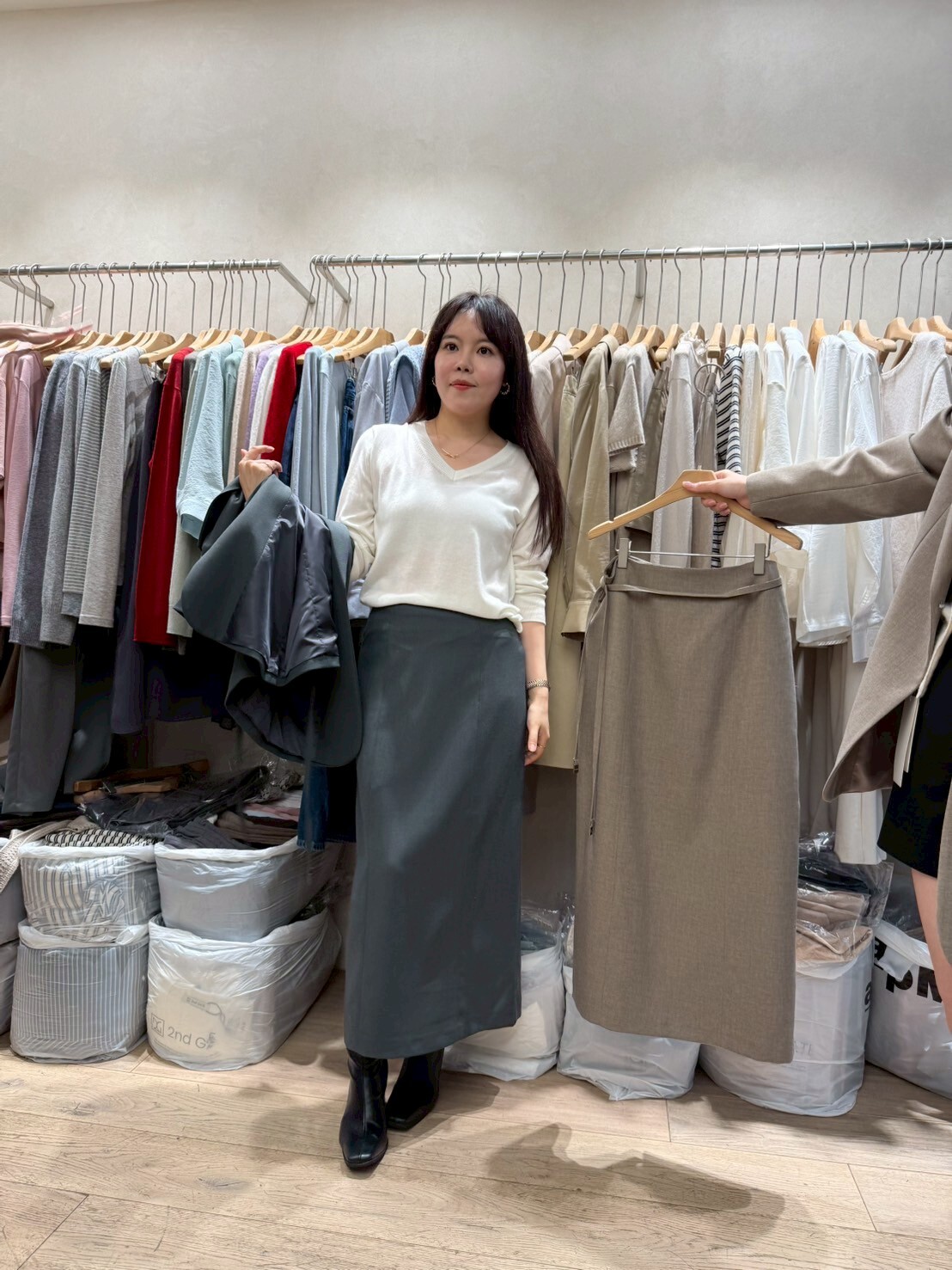 SG5042 西裝款綁帶直筒半裙 (S/M)