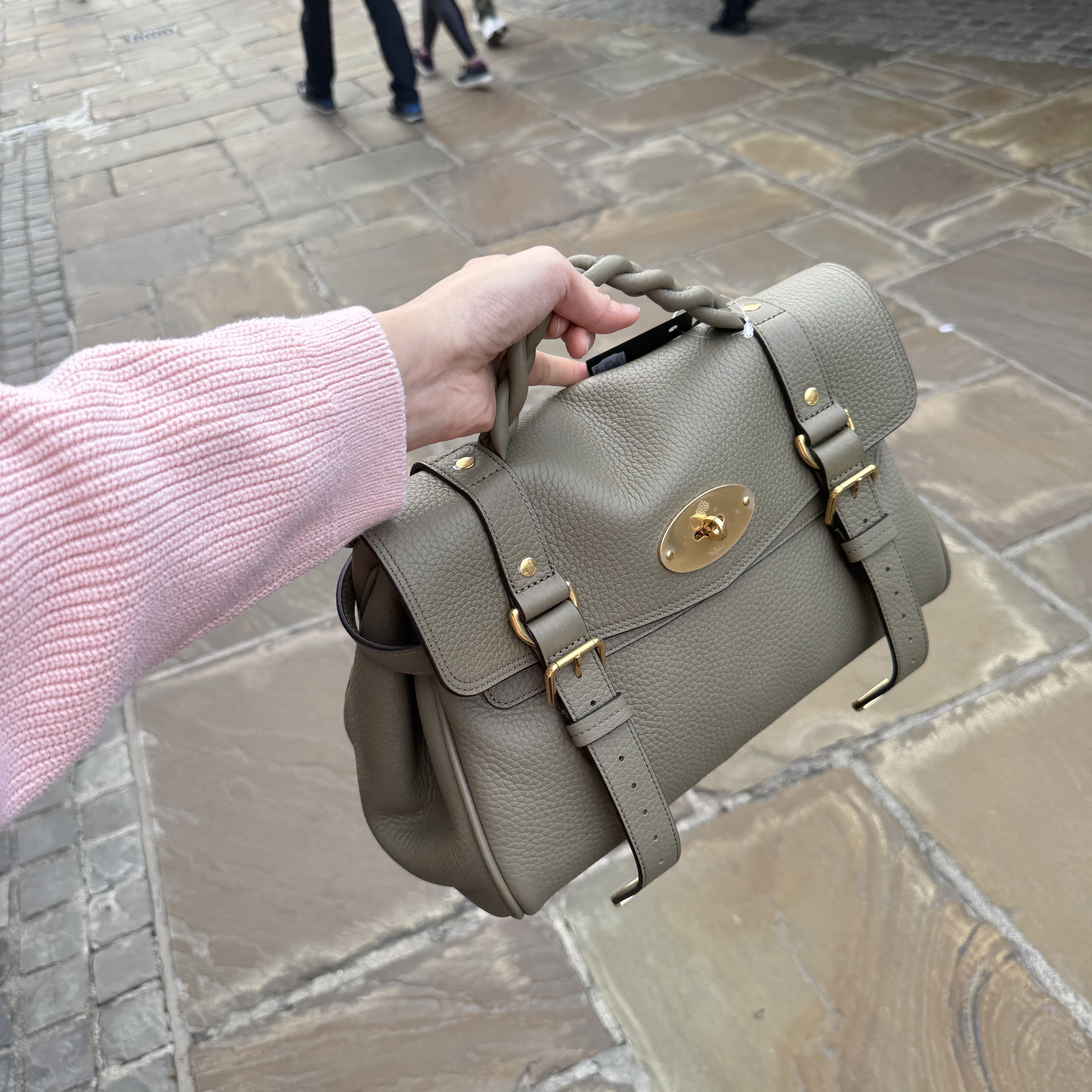 Mulberry Alexa Grainy Top Handle crossbody bag Linen Green