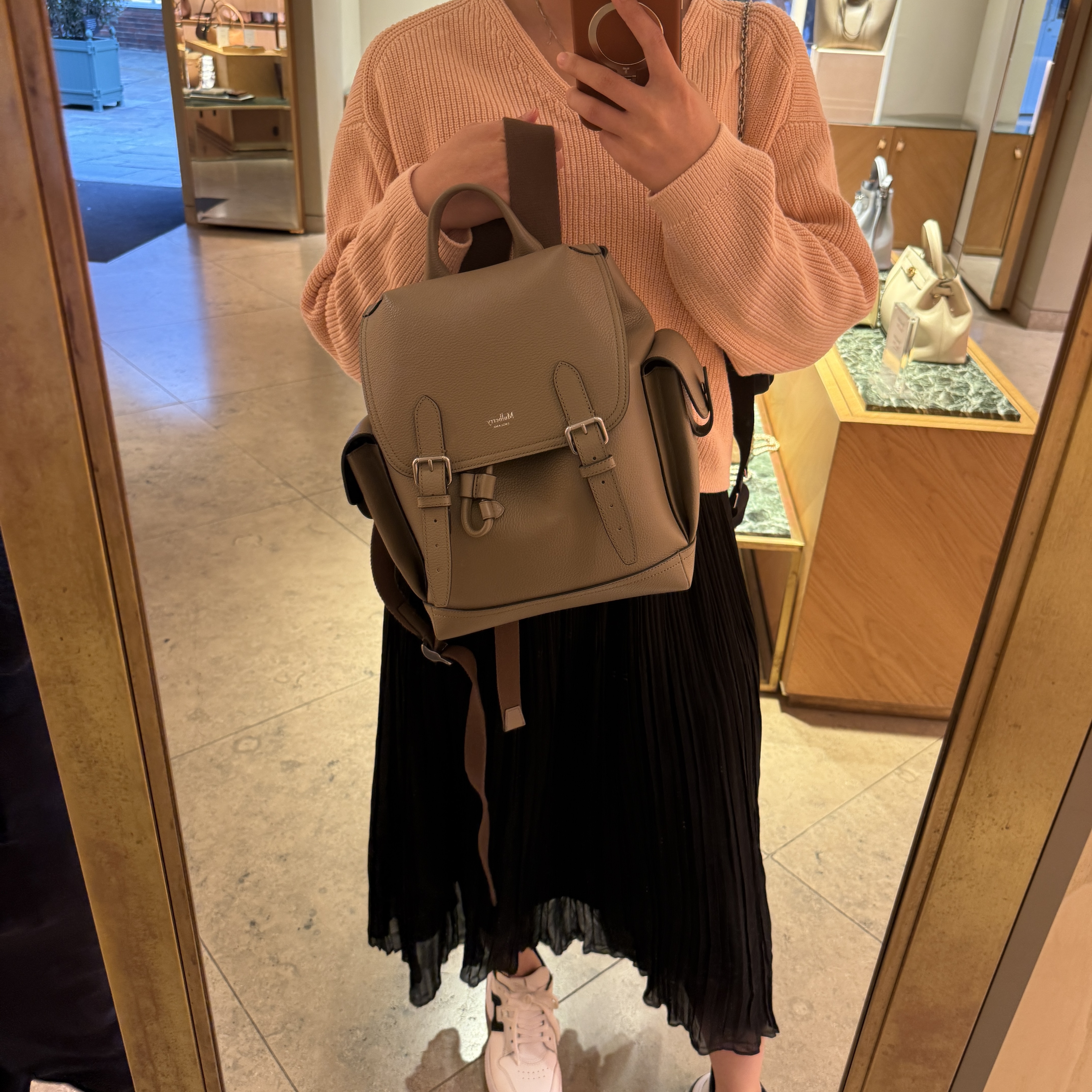 Mulberry Classic Grain Mini Heritage Backpack Linen Green