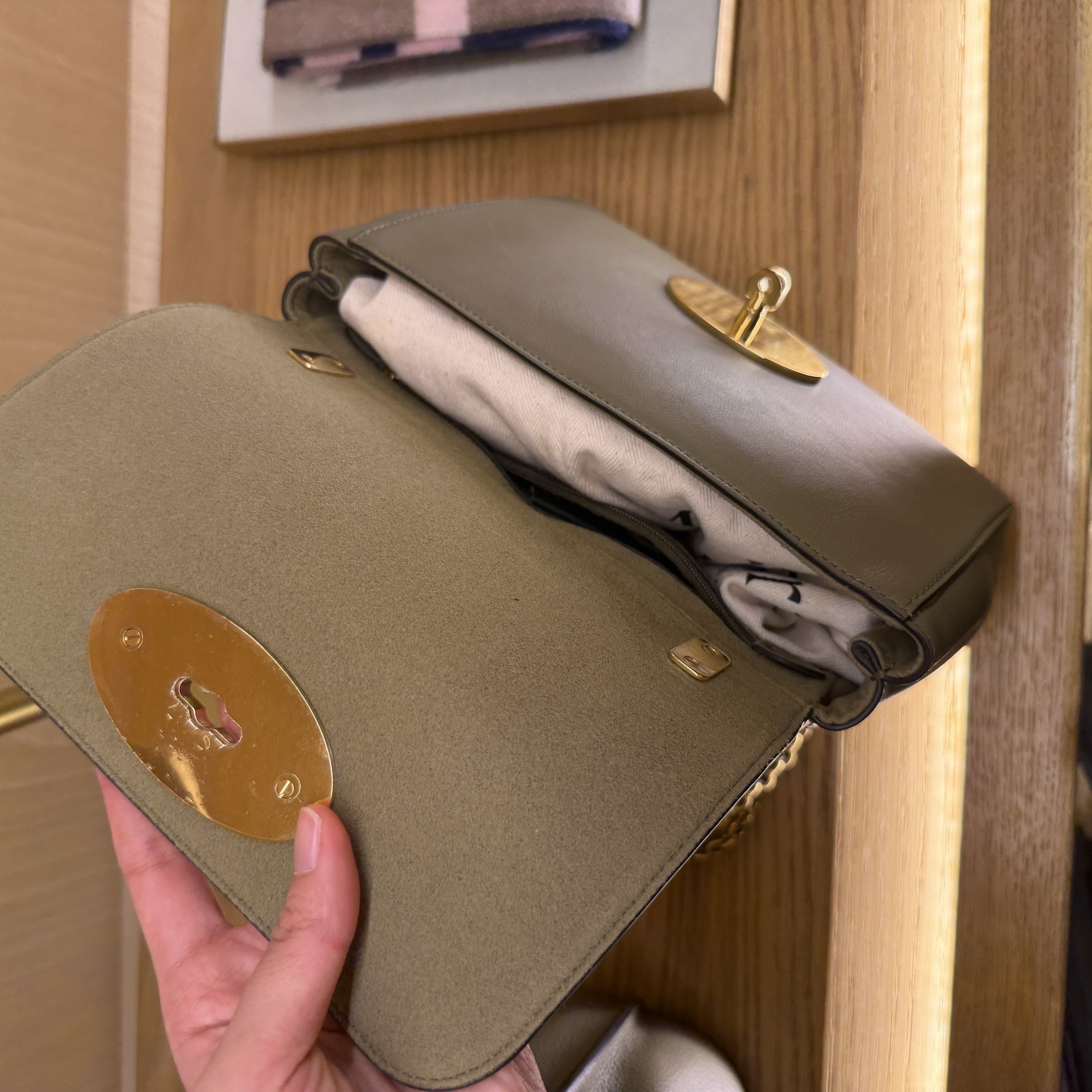 Mulberry Small lily chain bag Linen Green