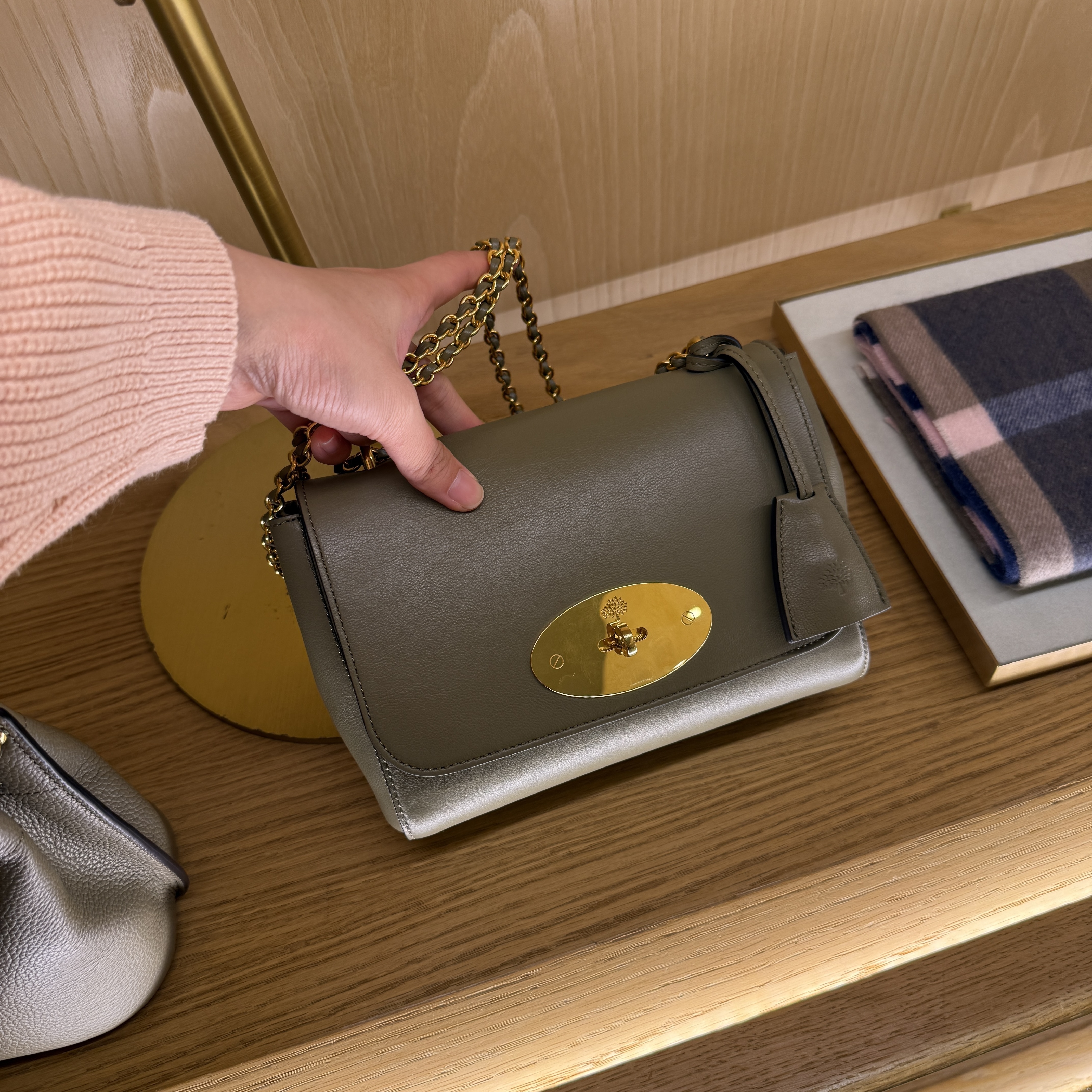 Mulberry Small lily chain bag Linen Green