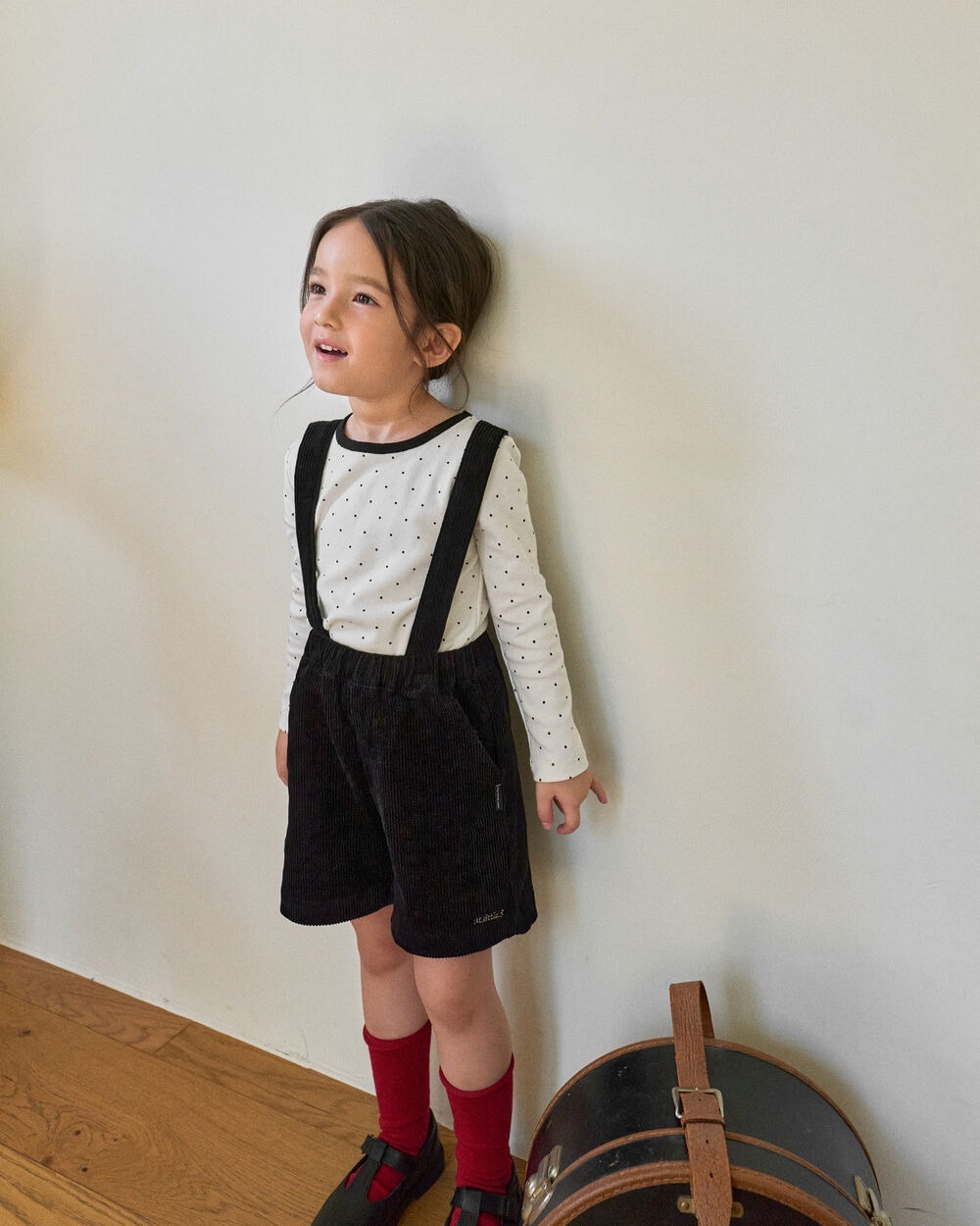 [十月第三週出貨]-燈芯絨工裝吊帶褲|黑色(可拆式)