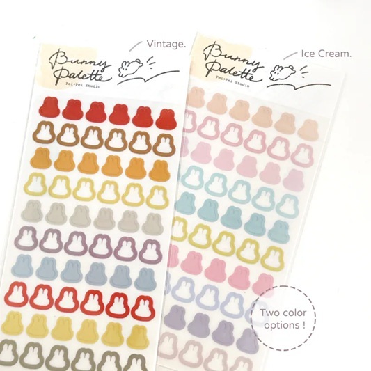 Pei+Pei．小兔調色盤 手帳貼紙(2色)