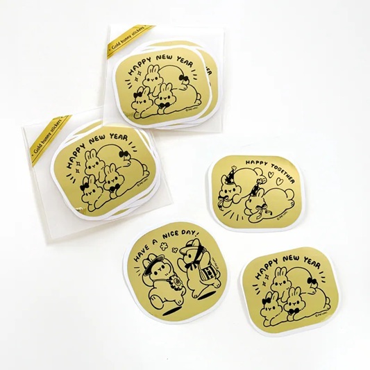 Pei+Pei．小兔金色貼紙(3入)