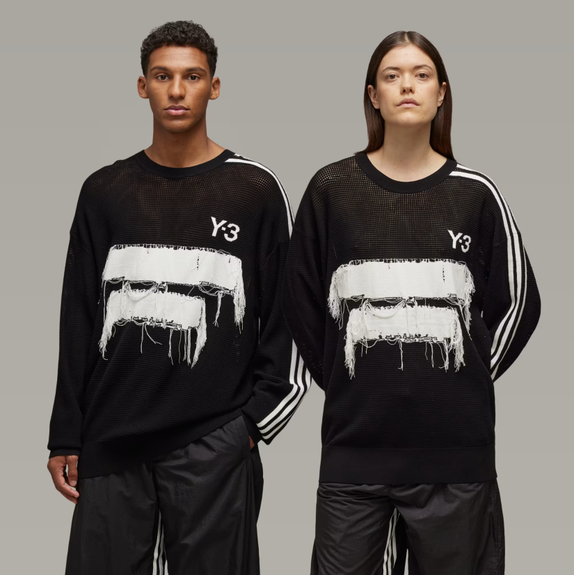 【 Y-3 GRAPHIC KNIT CREW SWEATER 筆刷針織長袖 - 黑 】