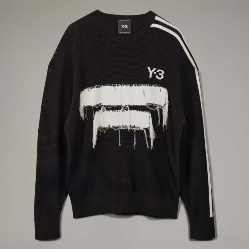 【 Y-3 GRAPHIC KNIT CREW SWEATER 筆刷針織長袖 - 黑 】