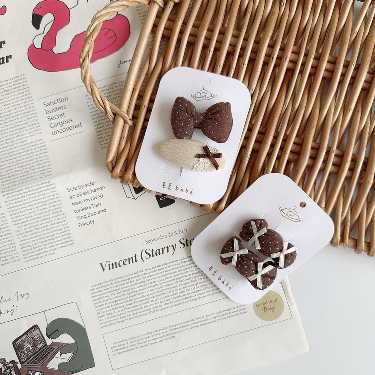 波點咖色系髮夾