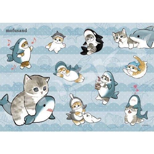 日本Mofusand鯊魚貓拼圖 (208片) 日本製 (連白色拼圖框)