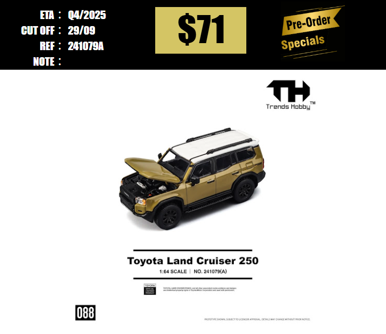PO-$71 * TRENDS HOBBY * 1:64 TOYOTA LAND CRUISER 250 SAND [OD18/09]