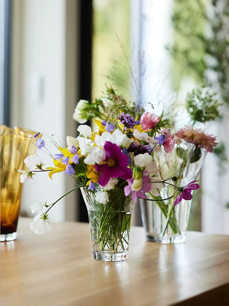 Sagaform-Viva 花瓶,透明色S號,插上各式鮮豔的花朵及綠色枝條,展現豐富生命力。