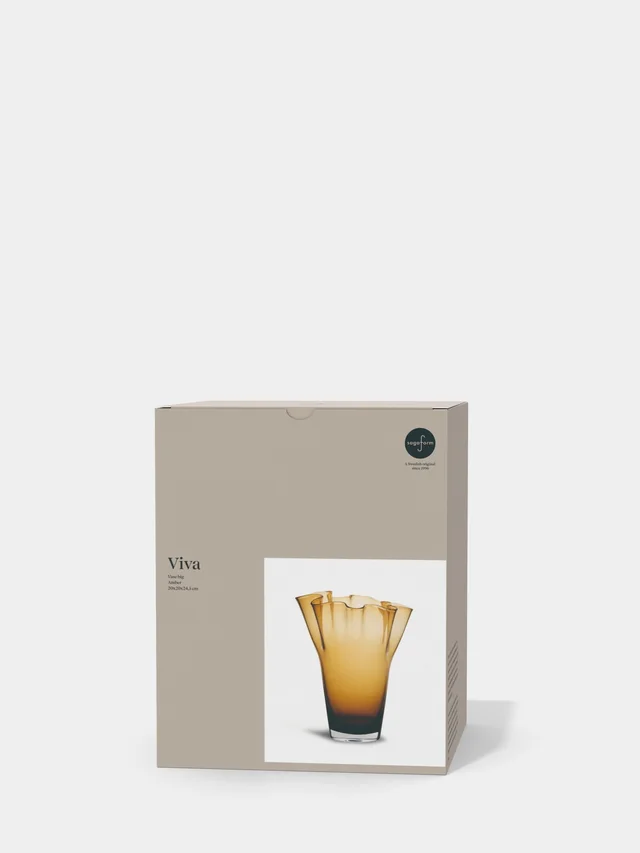 Sagaform-Viva 花瓶,琥珀色L號,現代簡約風格的包裝,突顯花瓶的特色。