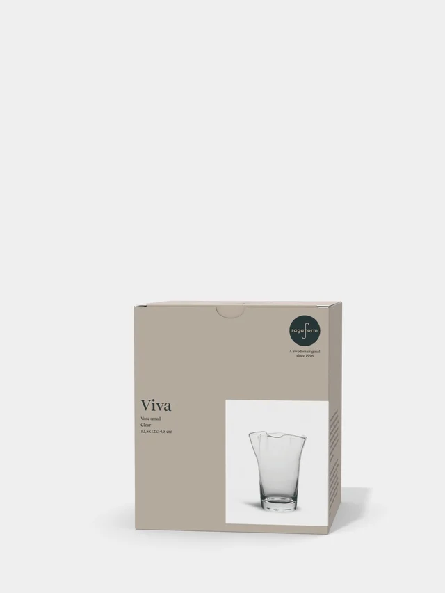 Sagaform-Viva 花瓶,透明色S號,現代簡約風格的包裝,突顯花瓶的特色。
