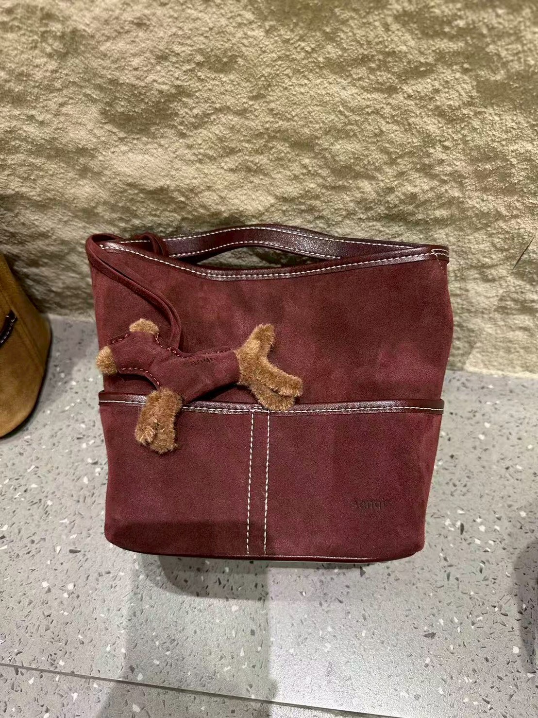 2763-1【質感復古磨沙皮水桶包】