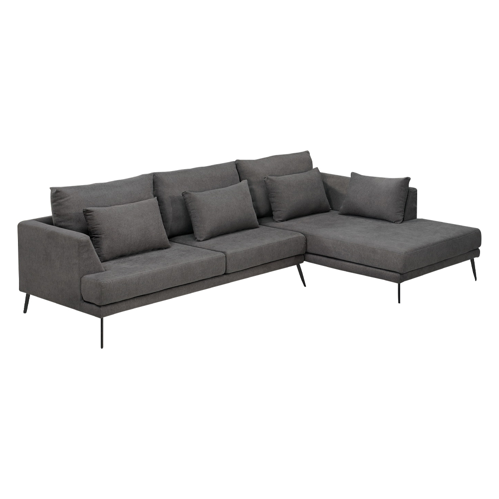 妮瑞莎L型灰色布沙發椅(送抱枕)(左右型可選)