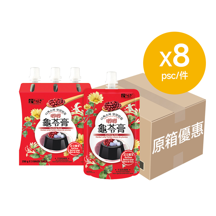 美味棧 紅豆椰果唧唧龜苓膏 (250g x 3) x8_原箱優惠