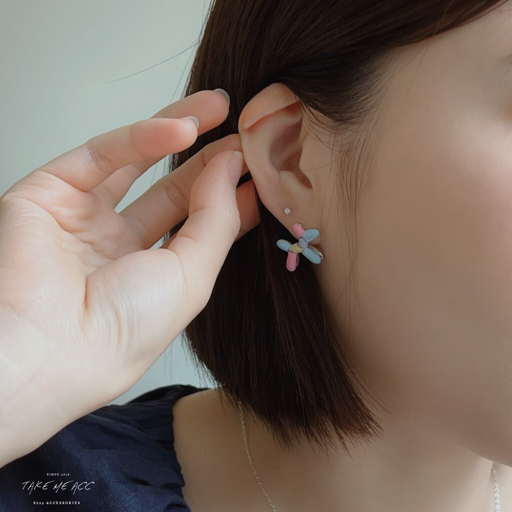 粉嫩氣球狗｜純銀針耳環