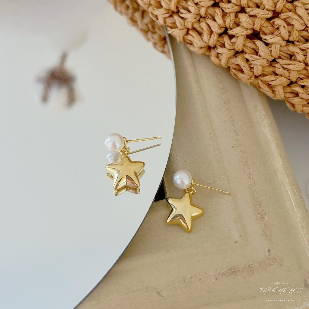 星星珍珠｜純銀針耳環
