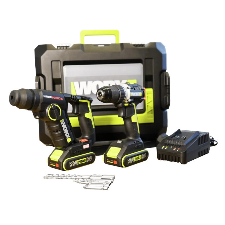 "WORX"威克士 無刷二用電鑽+電批套裝(鋰20V)(2.0Ah電池x2+2A充電器)-[WU938]