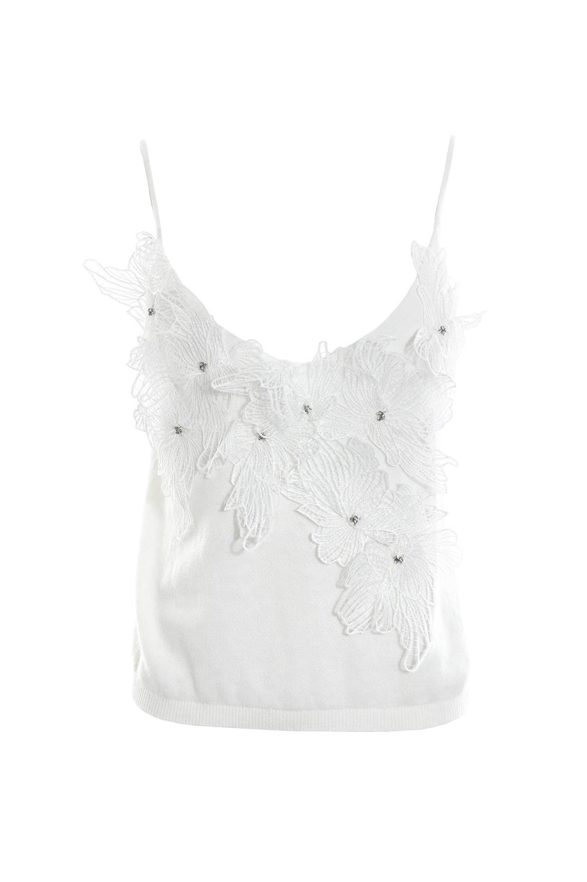 BC15207F1 水絨蕾絲刺繡細肩內搭背心