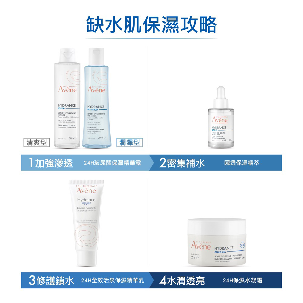Avene雅漾24H玻尿酸保濕精華露 玻尿酸化妝水 保濕化妝水