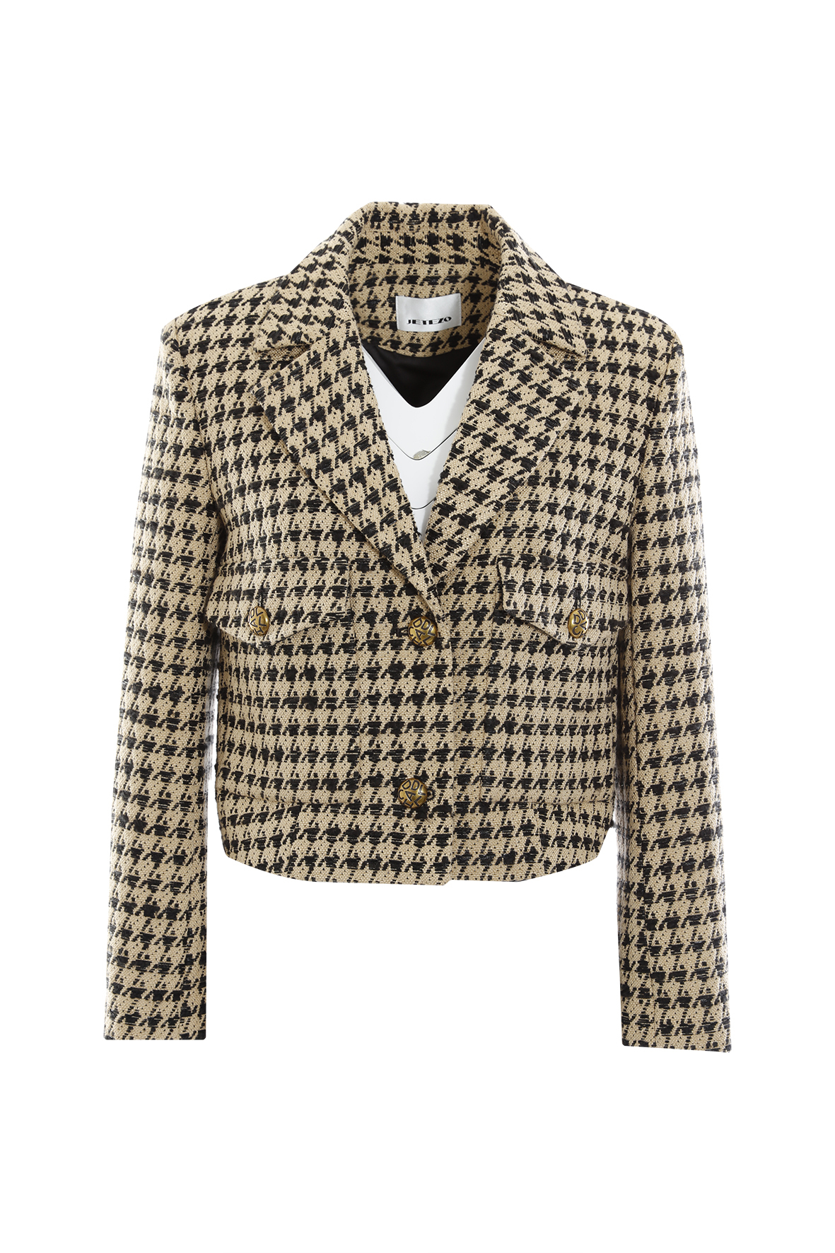 BC15031D1 古埃及藝術家千鳥格短版正裝外套