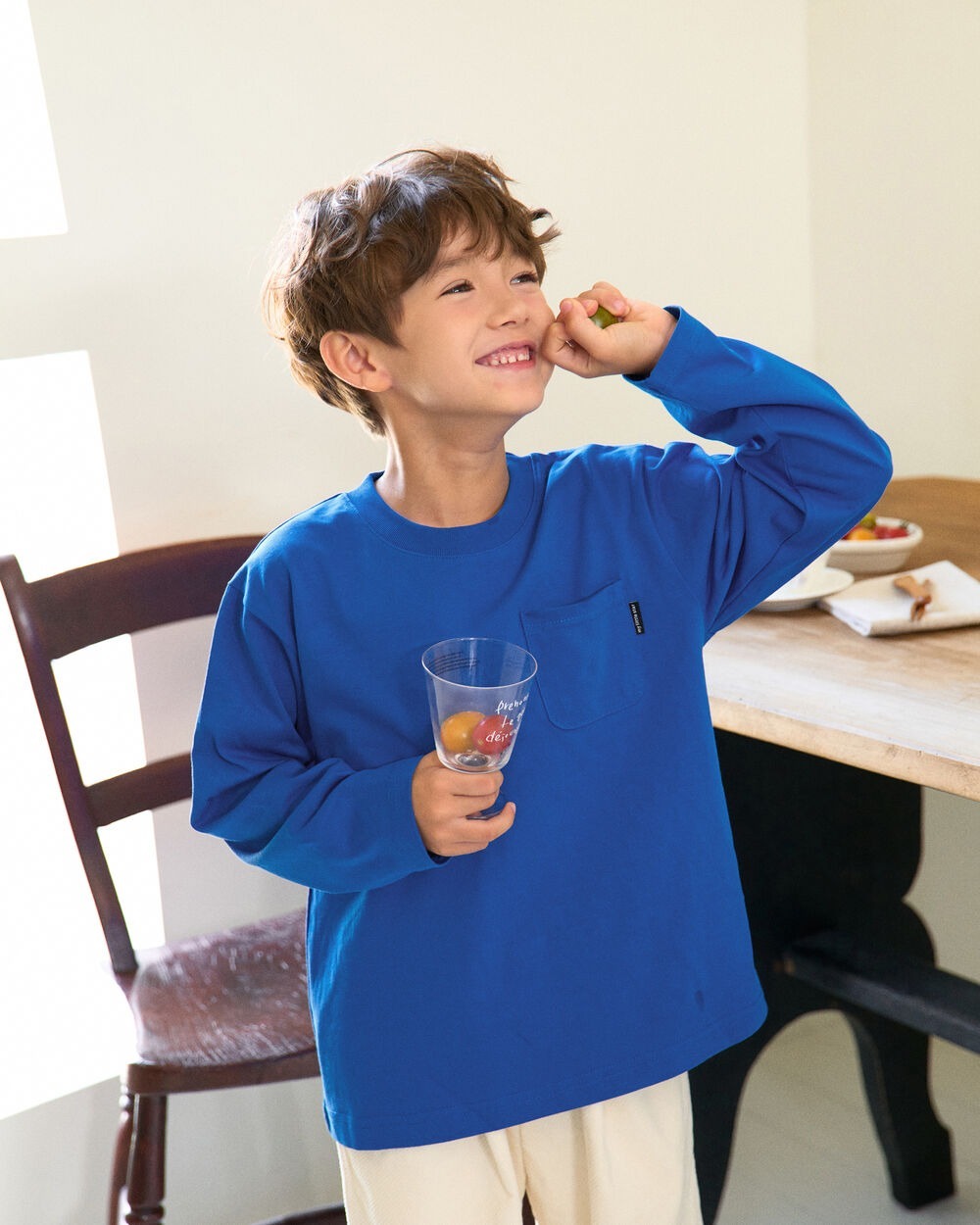 [十月第三週出貨]-薄款長袖口袋上衣｜藍色