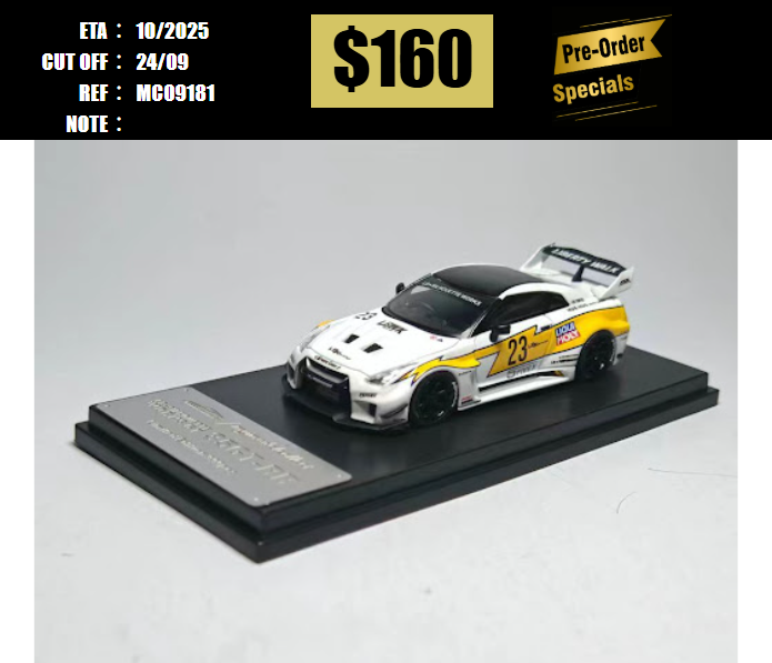 PO-$160 * MODEL COLLECT * 1:64 NISSAN GTR R35 2020 LB SILHOUETTE WORK GT35-RR 3.0 WHITE FLASH NO.23 [OD18/09]
