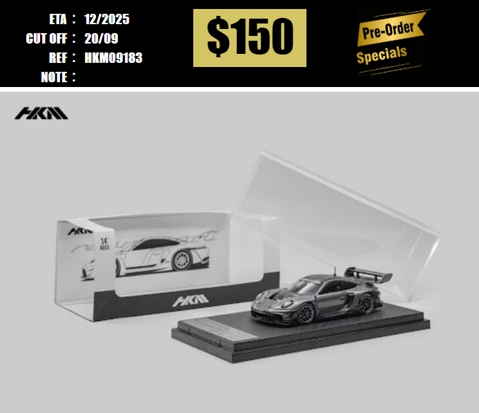 PO-$150 * HKM * 1:64 911 (992) GT3 R RENNSPORT GREY [OD18/09]