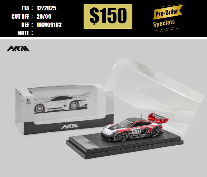 PO-$150 * HKM * 1:64 911 (992) GT3 R RENNSPORT RED WHITE [OD18/09]