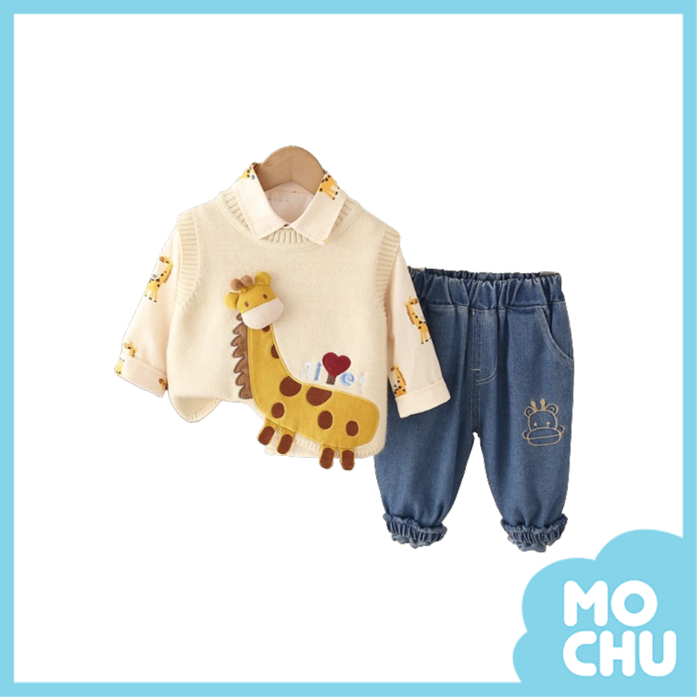 長頸鹿拼貼背心三件組套裝(二色)