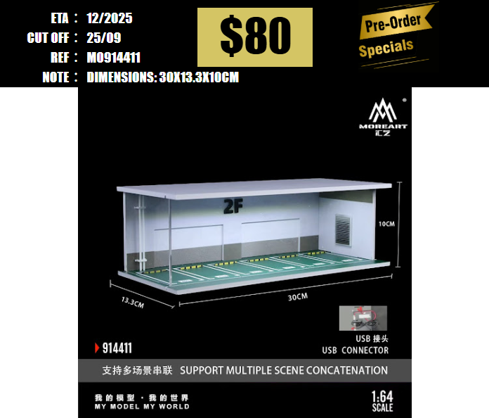 PO-$80 * MOREART * 1:64 DIORAMA - THEME LIGHTING ASSEMBLY SCENE GREEN PARKING (MO914411) [OD18/09]